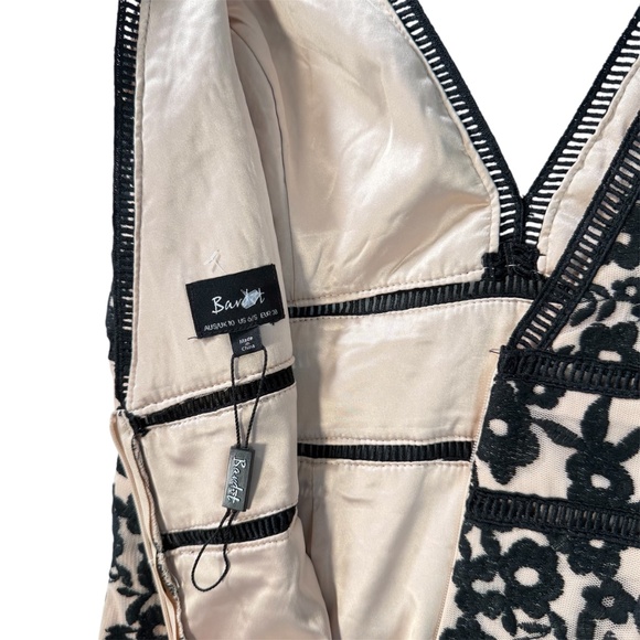 BARDOT Nude/Black Lace Sleeveless Flocked Pencil mini Dress 6 - Picture 3 of 9